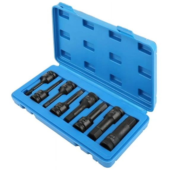 8 Pieces of 1/2 Inch Pneumatic Hexagon Screwdriver Sleeve with Extended Pneumatic Wrench