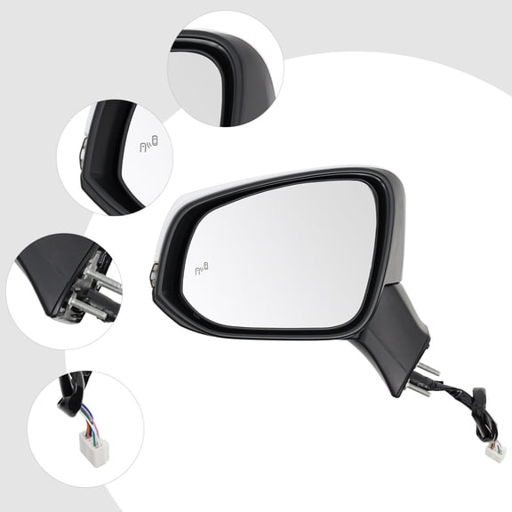 8 Pin Car Side Mirror for 2019-2024 Toyota RAV4 Power Heated Turn Lamp, Left Side Mirror, Driver Side Mirror