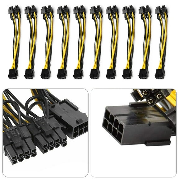 8 Pin Female To Dual PCI-E 8(6+2) Male GPU Power Cable, 10 Packs