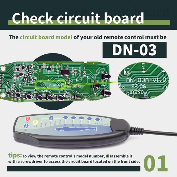 8-Pin Remote Controller for Recliner Chair Massage & Heat System 12VDC 30 Inch Cord