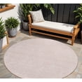 thumbnail image 1 of 8' Pink And Gray Round Geometric Washable Indoor Outdoor Area Rug, 1 of 5