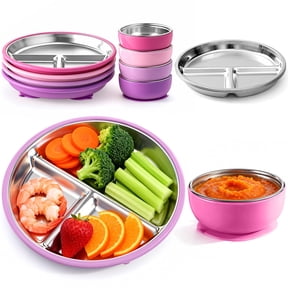 8 Pink Stainless Steel Feeding Set