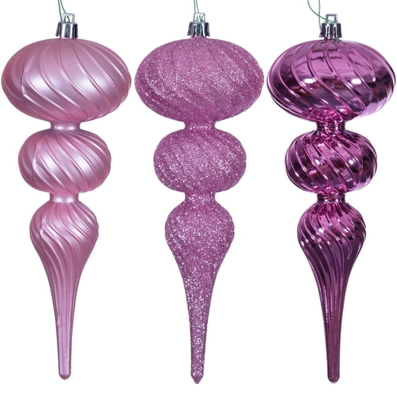 8" Pink Swirl Finial Orn 6/Asst