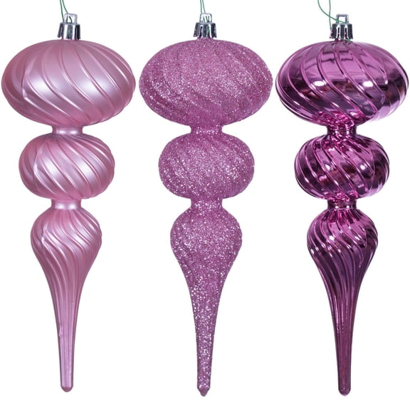 8" Pink Swirl Finial Orn 6/Asst
