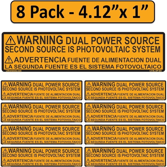 8 Pk 4.125"x 1" Solar NEC Complaint Warning Inverter Output Connection Do not Relocate Label Spanish