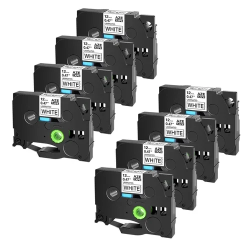 8 Pk Brother P-Touch Tz-231 Tze-231 12Mm Label Tape Black On White 1/2" Pt-D210