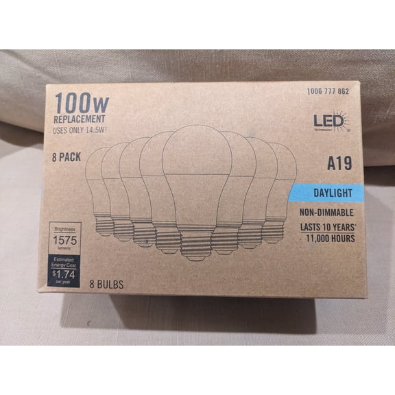 Ecosmart 100w A19 Daylight 8pack LED Light Bulbs