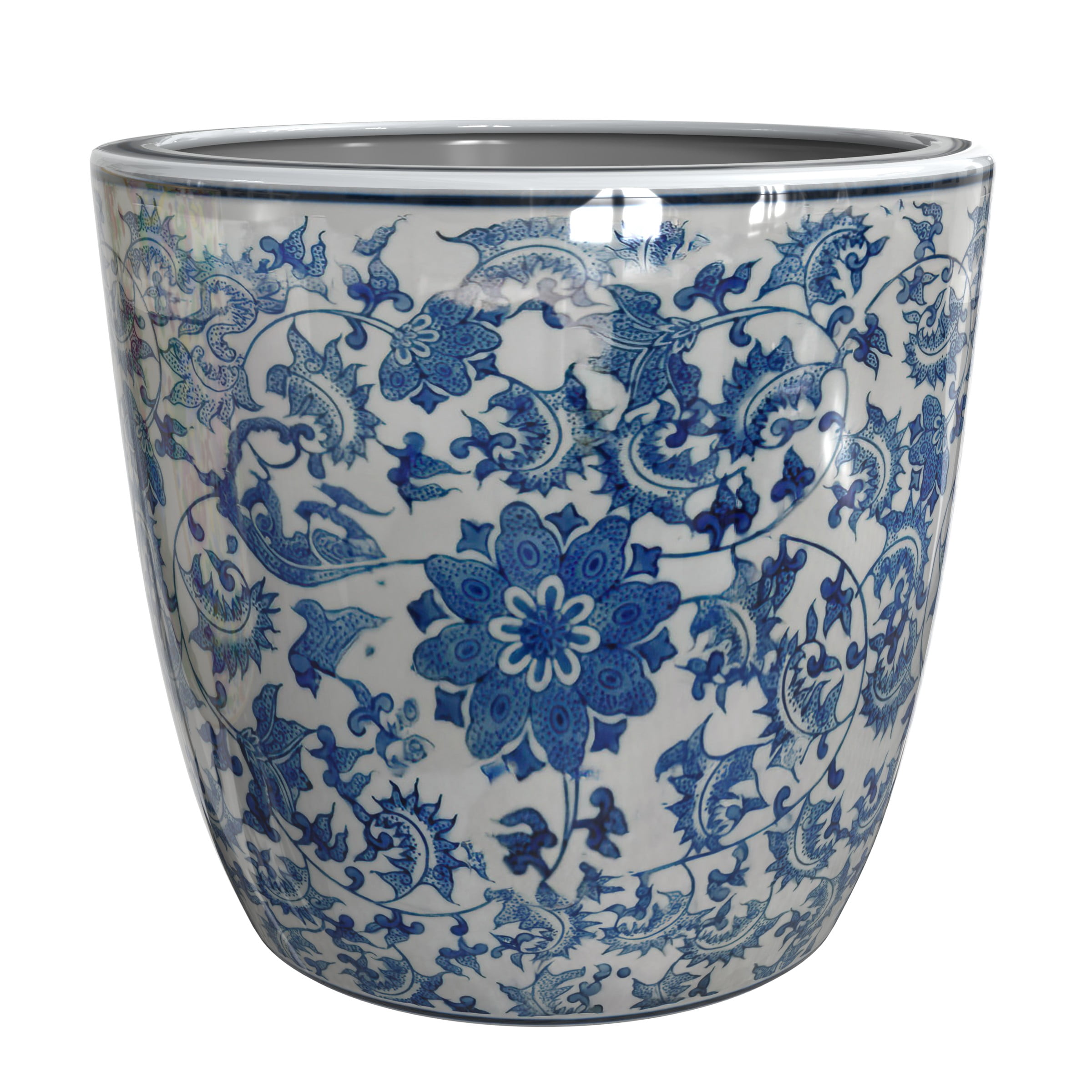 8" Planter - Blue and White Floral