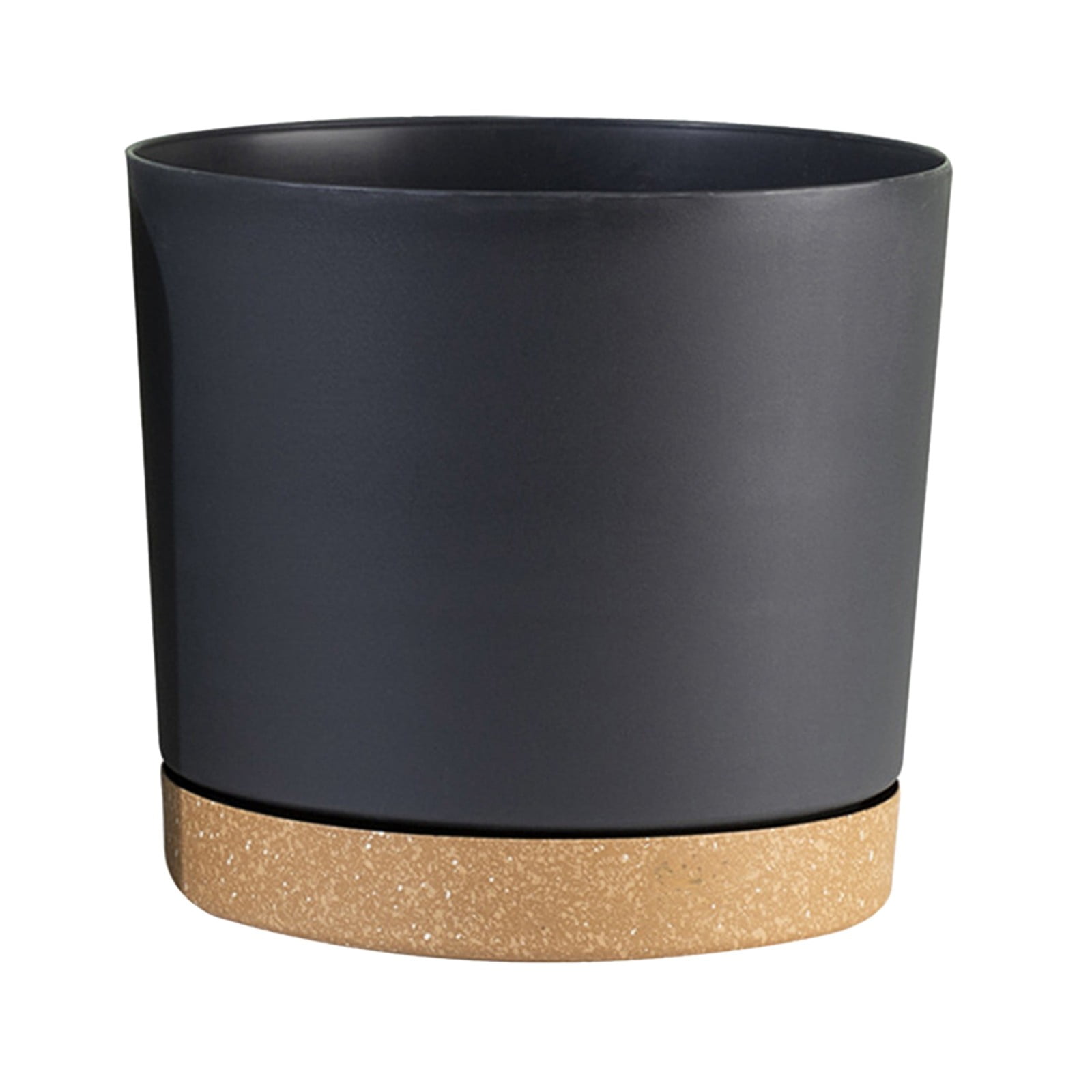 8" Plants Pots Indoor Black Plastic Flower Pots With Drainages Holes