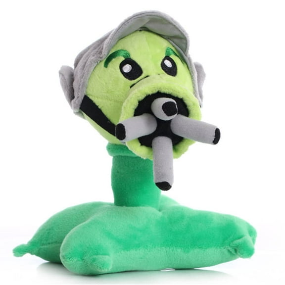 8" Plants vs. Zombies Plush, Gatling Pea Shooter Stuffed Soft Doll, PVZ 1 & 2