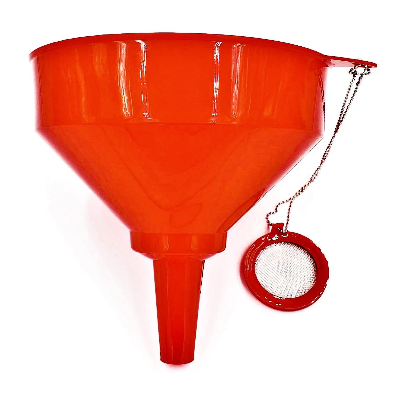 8" Plastic Cooking Oil Funnel with Attached Screen Reusable Mesh Filter Strainer