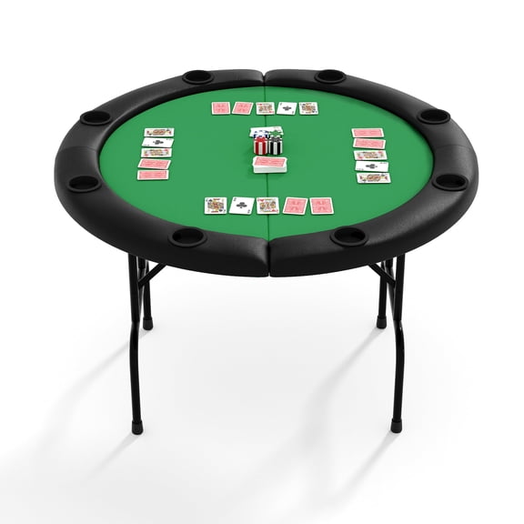 8 Player Foldable Poker Table,Portable Casino Table with Cushioned Rail & Cup Holders,Folding Game & Card Table for Texas Holdem & Blackjack,Multi Gaming Table for Home, Man Cave