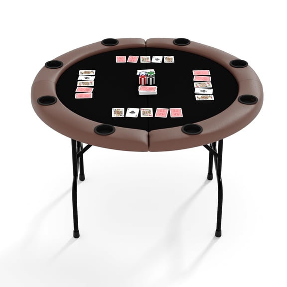 8 Player Foldable Poker Table,Portable Casino Table with Cushioned Rail & Cup Holders,Folding Game & Card Table for Texas Holdem & Blackjack,Multi Gaming Table for Home, Man Cave
