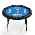 thumbnail image 1 of 8 Player Folding Poker Table with Casino Grade Felt & Cup Holders, 48 Inch Round Design Card Table for Texas Holdem, Home Game Nights, Man Cave, 1 of 7