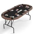 thumbnail image 1 of 8 Player Oval Poker Game Table, 71" Poker Tables with Collapsible Legs, Padded Rails & Cup Holders, Portable Poker Table for Texas Holdem Poker and Blackjack, 1 of 8