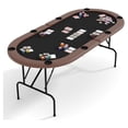thumbnail image 1 of 8 Player Oval Poker Game Table, 82" Poker Tables with Collapsible Legs, Padded Rails & Cup Holders, Portable Poker Table for Texas Holdem Poker and Blackjack, 1 of 8