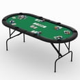 thumbnail image 1 of 8-Player Oval Poker Table – 71" Collapsible Casino Card Game Table with Padded Rails, Cup Holders & Folding Legs – Ideal for Texas Hold’em & Blackjack, 1 of 8