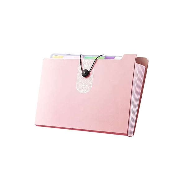 8-Pocket Accordion File Organizer, Expandable A4 and Letter Document Folder for Office and Home, Pink