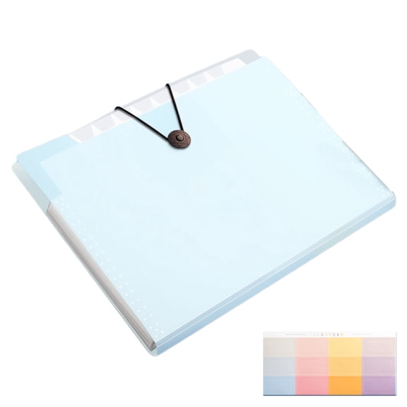 8-Pocket Expanding File Folder Accordion Document Organizer For Office Workspace Letter Size Blue