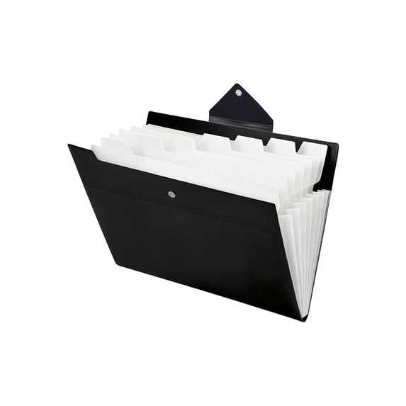 8 Pocket Expanding File Folder Portable Accordion Document Organizer With Snap Closure For Office Work Black