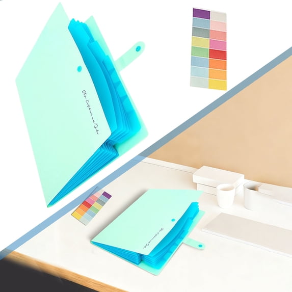 8-Pocket Mint Green Expanding File Folder 24.5×32.5cm/9.64×12.79in, Snap Closure Accordion Organizer for Office & Home Document Sorting, 1Pcs
