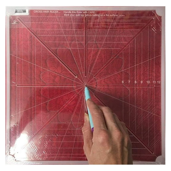 8 Point Crosshair Ruler - 8.5" x 8.5" Quilting Ruler for Accurate Spacing - Rotating Template Aid - Domestic & Long Arm Quilting - Center Marking Tool