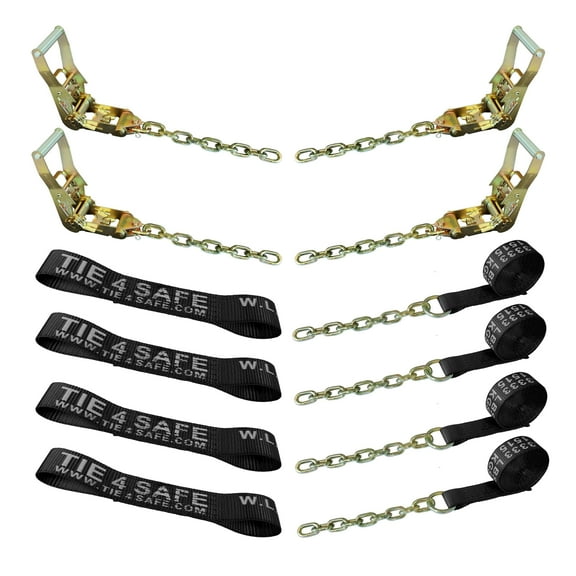 8 Point Rollback 2" x 14' Tie Down System Chain Ends for Car Hauler Carrier Tow Truck Black