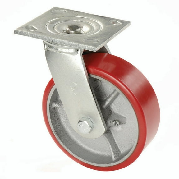 8" Polyurethane Wheel, Heavy Duty Swivel Plate Caster, 800 Lb. Capacity