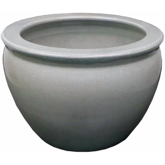 8" Porcelain Celedon Fish Bowl Planter$$Garden & Patio