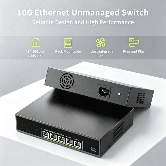8 Port 10G Ethernet Switch Unmanaged,with 8X 10Gb Base-T Ports, NICGIGA 10Gbps Network Switch Easy for 10G NAS,PC,WiFi7 Router,10G Adapter/NIC. Desktop or 19-inch Rack Mount, Plug and Play.