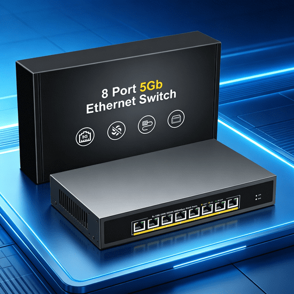 8 Port 10G Ethernet Switch Unmanaged,with 8X 10Gb Base-T Ports, NICGIGA 10Gbps Network Switch Easy for 10G NAS,PC,WiFi7 Router,10G Adapter/NIC. Desktop or 19-inch Rack Mount, Plug and Play.