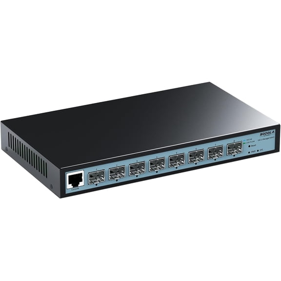 8 Port 10G L3 Managed Switch, 8X10G SFP+ Interface, Link Aggregation/QoS/VLAN/IGMP, Wall Mounted Fanless 10Gb SFP Network SwitchSFPPorts Only,Transceiver is NOT Included