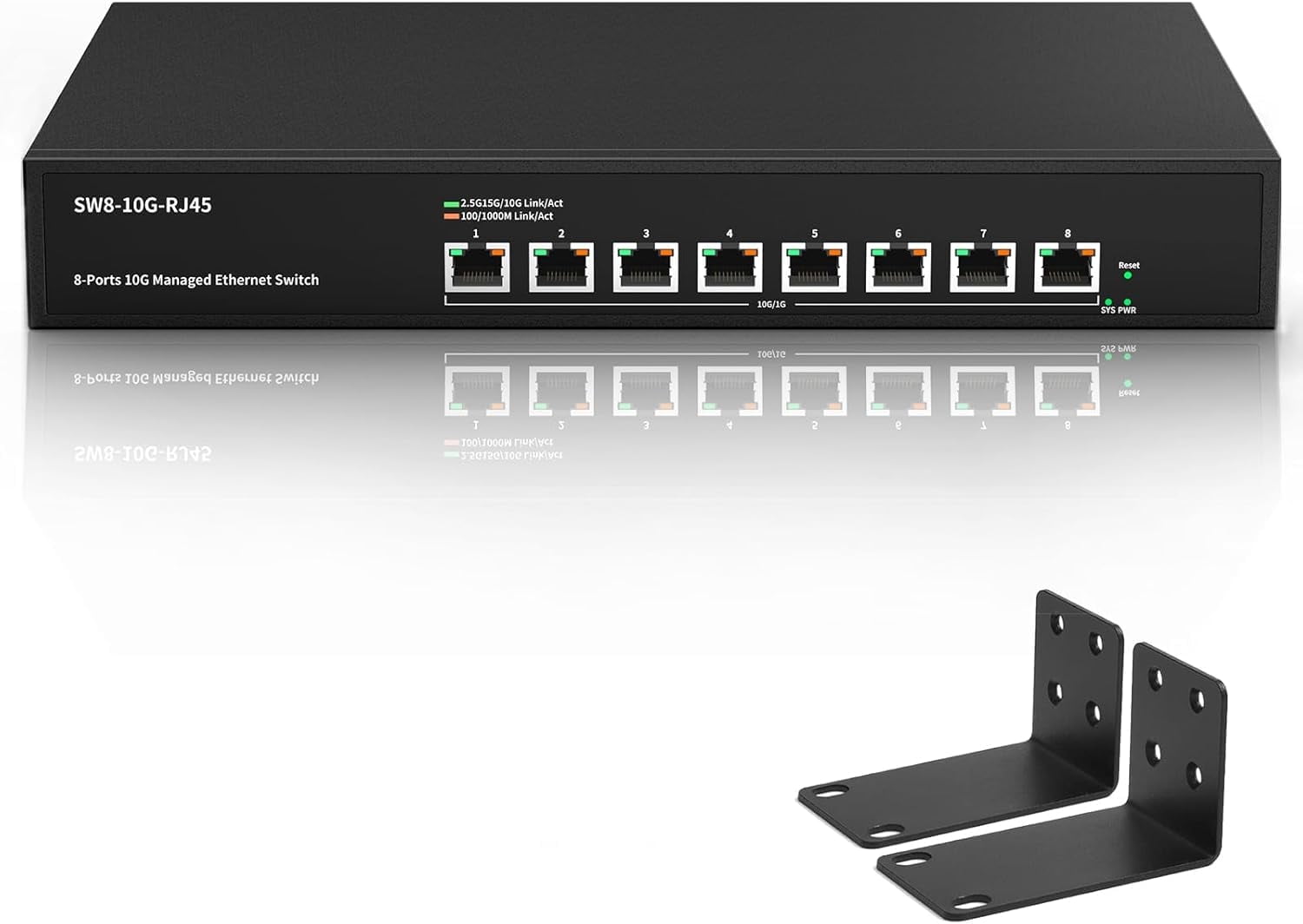 8 Port 10Gb RJ45 Web Managed Network Ethernet Switch 8 x 10G Base-T Port | Multi-Gig 10G-5G-2.5G-1G | Built-in Fan | 160G Bandwidth | 10Gbps for 10G NAS, PC, WiFi7 Router, 10G Adapter/NIC