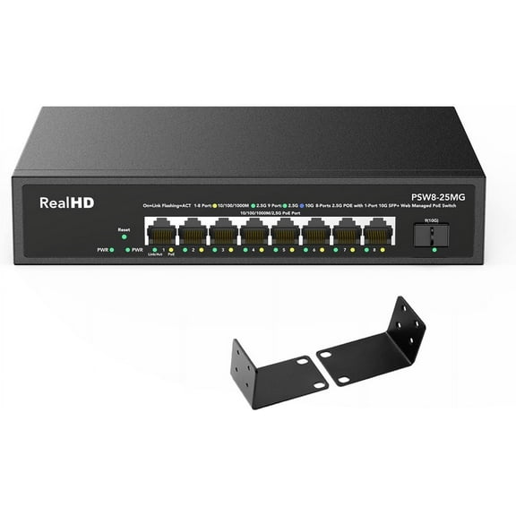 8 Port 2.5G Gigabit PoE Web Managed Switch with 10G SFP, IEEE8023af/at PoE 135W, Support WiFi6 AP, NAS, PoE Camera NVR