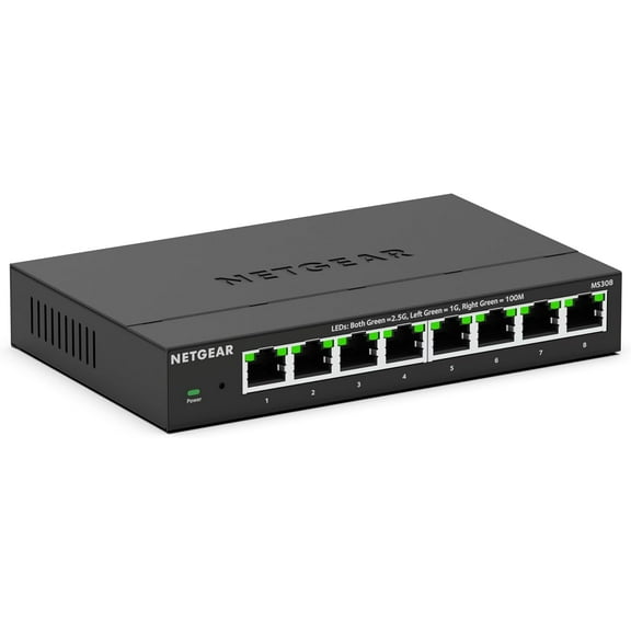 8-Port 2.5GB Switch - Multi-Gigabit Ethernet Unmanaged Essentials Network Switch (MS308) - 8 x 1G/2.5G - Desktop or Wall Mount - Limited 3 Year Protection