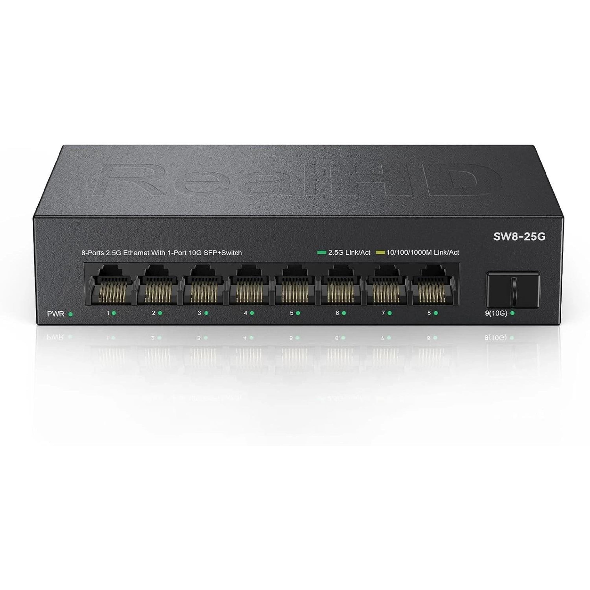 8 Port 2.5Gb Ethernet Switch Unmanaged Network Switch w/8 x 2.5G & 1 x 10G SFP