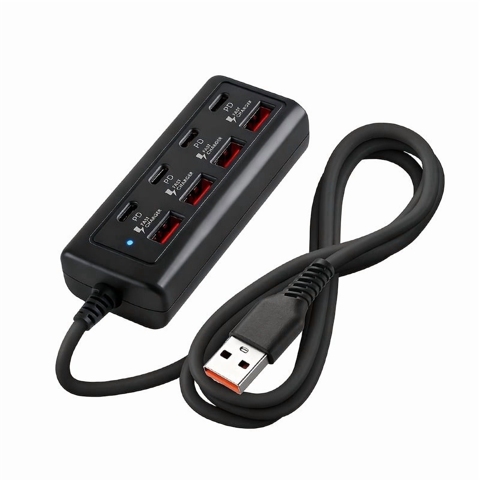 8-Port 60W Quick Charge Hub | PD 3.0 + QC3.0 USB Charging Station for Outdoor Use | Compatible with Iphone/Android/Ipad/Laptop/Portable Power Supply (ABS, No Battery Included)