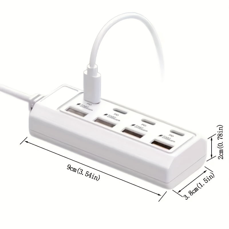 8-Port 60W Quick Charge Hub | PD 3.0 + QC3.0 USB Charging Station for Outdoor Use | Compatible with Iphone/Android/Ipad/Laptop/Portable Power Supply (ABS, No Battery Included)