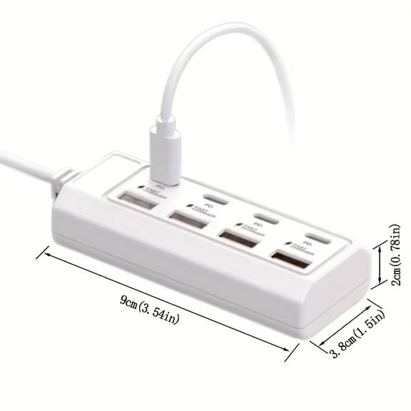 8-Port 60W Quick Charge Hub | PD 3.0 + QC3.0 USB Charging Station for Outdoor Use | Compatible with Iphone/Android/Ipad/Laptop/Portable Power Supply (ABS, No Battery Included)
