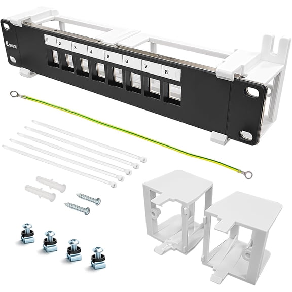 8 Port Blank Keystone Patch Panel Wall Mount 10inch with 89D Bracket Ethernet Patch Panel (Blank)