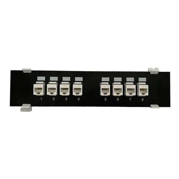8-Port CAT6 Straight Extender Patch Panel RJ45 Networking Wall Mount Bracket