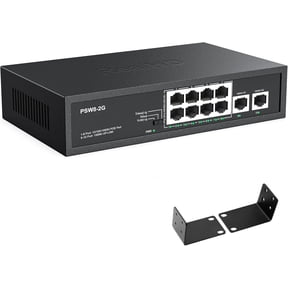 8 Port Full Gigabit PoE+ Ethernet Network Switch, with 2 Gigabit Uplink Ports Up to 30W Per PoE Port, Total Budget 120W, 48 Volt 803.af 803.at Compliant, Compatible with PoE IP Cameras VOIP Phones