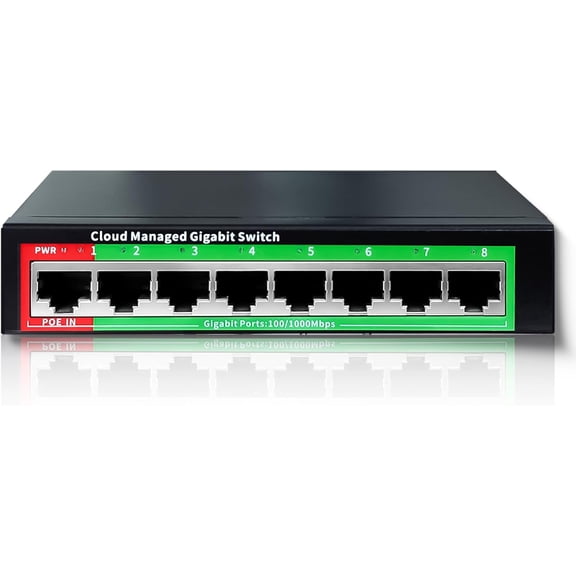 8-Port Gigabit Ethernet Switch | Smart Managed with VLAN & QoS | Plug & Play Desktop/Wall-Mount Network Hub w/ PoE in Design | Metal Housing & Web Managed(Includes Power Adapter)