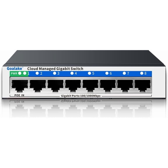 8 Port Gigabit Switch, Easy Smart Managed Ethernet Switch, Network Hub, Ethernet Splitter, Plug & Play, Fanless Metal Design, VLAN, Qos, Support PoE Powered, Desktop or Wall Mount