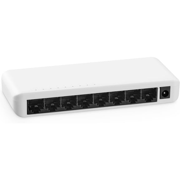 8 Port Gigabit Unmanaged Ethernet Switch, 8 x 100/1000Mbps Ports, Home Office Network Hub Splitter, Plastics Desktop & Wall Mount Network Switch