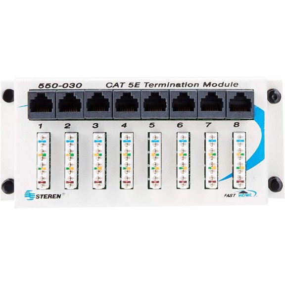 8 Port Network Hub - FastHome Cat 5E Termination Data Hub Module - High-Speed Network Connector for Home & Office