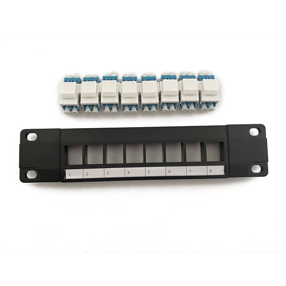 8-Port Optical Fiber Panel RJ45 10G Ready Housing Color-Coded Labeling for T568A and T568B Wiring,Black