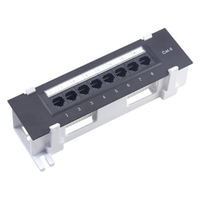 8 Port Patch Panel for Cat. 6 Versatile Data Center Plastic Wall Mount Computer Home Wiring Server Room Office