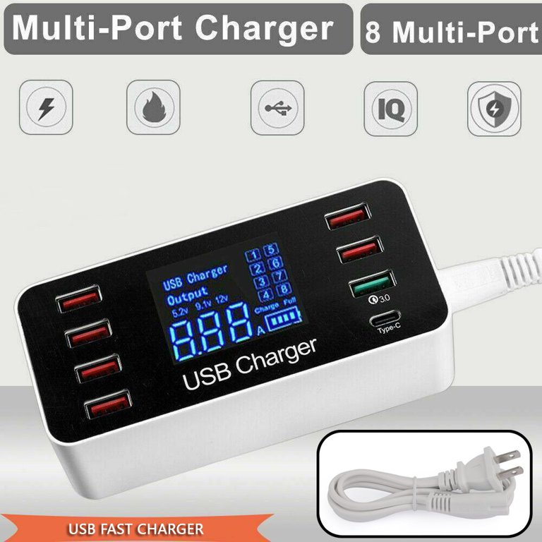 8 Port Smart Multi USB AC Wall Charger Hub Smart Fast Wall