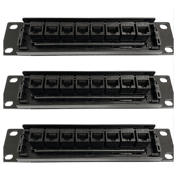 3X 8 Port Straight-Through CAT6 Patch Panel RJ45 Network Cable Adapter Jack Ethernet Distribution Frame